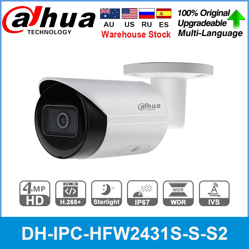 Dahua оригинальный IPC HFW2431S S 4MP HD POE Starlight IVS WDR обновляемый Мини Слот для sd карты H.265 IP67