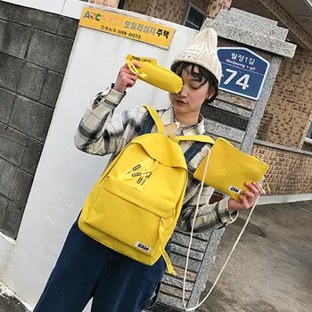 

Women Backpack Messenger Totes Shoulder Cartoon Alphabet Student Backpack Casual Large Capacity Travel 3 Piece Set#g4