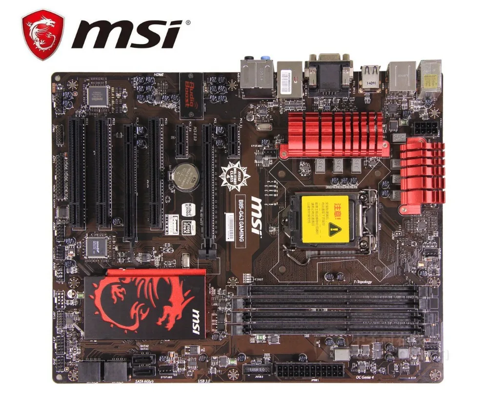 Оригинальная материнская плата MSI B85 G43 GAMING DDR3 LGA 1150 USB2.0 USB3.0 DVI HDMI VGA 32 Гб б/у для
