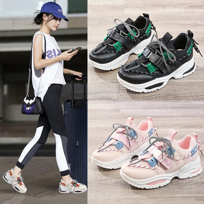 

Womens Sneakers Shoes 2018 Fashion Woman-shoes Tennis Female Platform Designer Women's Summer Trainers Thick Lace-Up Cotton