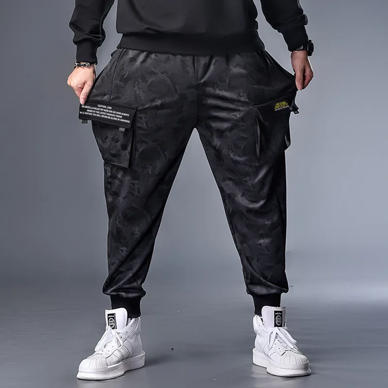 Плюс 7XL XXXXL Мужские осенне-зимние камуфляжные повседневные спортивные штаны для бега мешковатые шаровары Штаны Слаксы брюки с поясом спортивные штаны