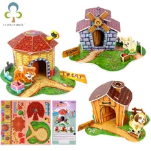 Rompecabezas de dibujos animados para niños, juguetes educativos de guardería, modelo 3D de Casa de mascotas, regalo para niños, ZXH