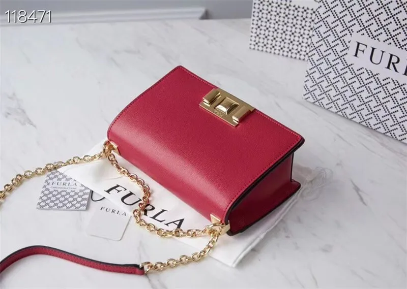 Оригинальные женские сумки FURLA, высокое качество, маленькие размеры, женские меховые кожаные сумки красного цвета, Размер 20 см* 8 см* 14 см