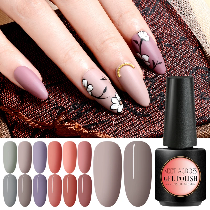 

MEET ACROSS 2 Pcs/set Matte UV Gel Need Matte Top Coat Nail Polish Semi Permanent Soak Off Gel Varnish Nail Art Gel Lacquer