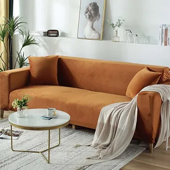 

New Thicken Plush Stretch Sofa Cover Solid Color Soft Seater Elastic Slipcover Protection 1/2/3/4 For All-inclusive Case Couch
