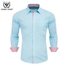 VISADA JUANA, размера плюс, мужская деловая Повседневная рубашка с длинным рукавом, Классическая мужская Повседневная рубашка, зеленый, синий, хлопок