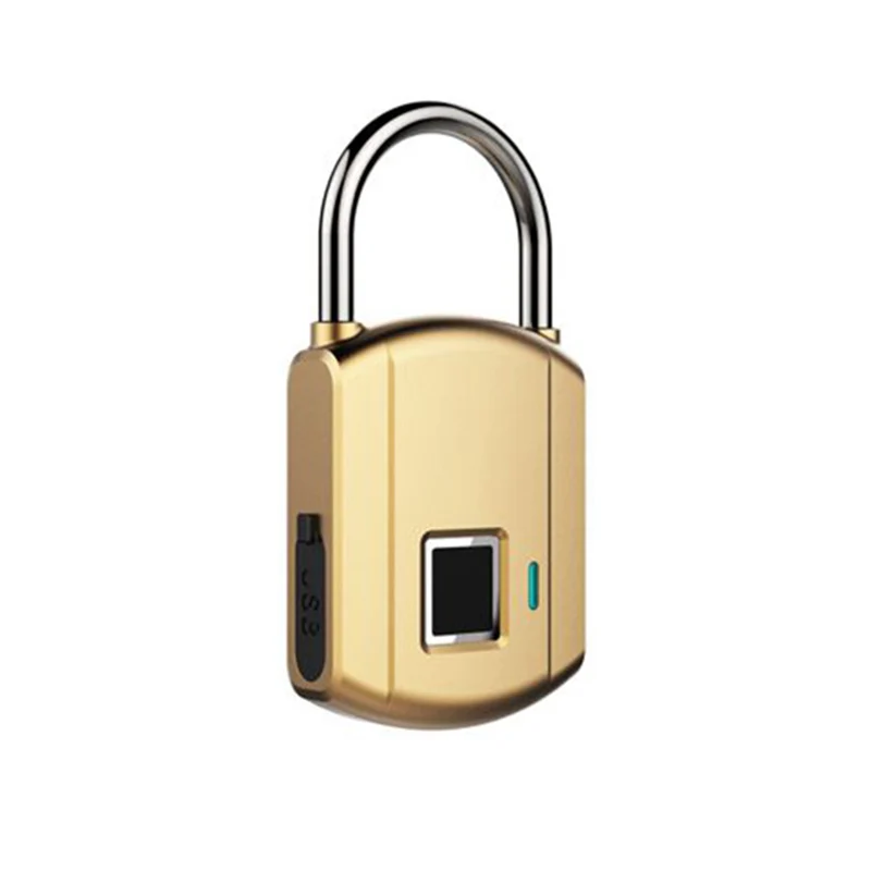 Смарт-замок без ключа с отпечатком пальца Usb Перезаряжаемый доступ Ip65 Водонепроницаемый Противоугонный замок для безопасности двери чехол для багажа Замок - Цвет: Gold