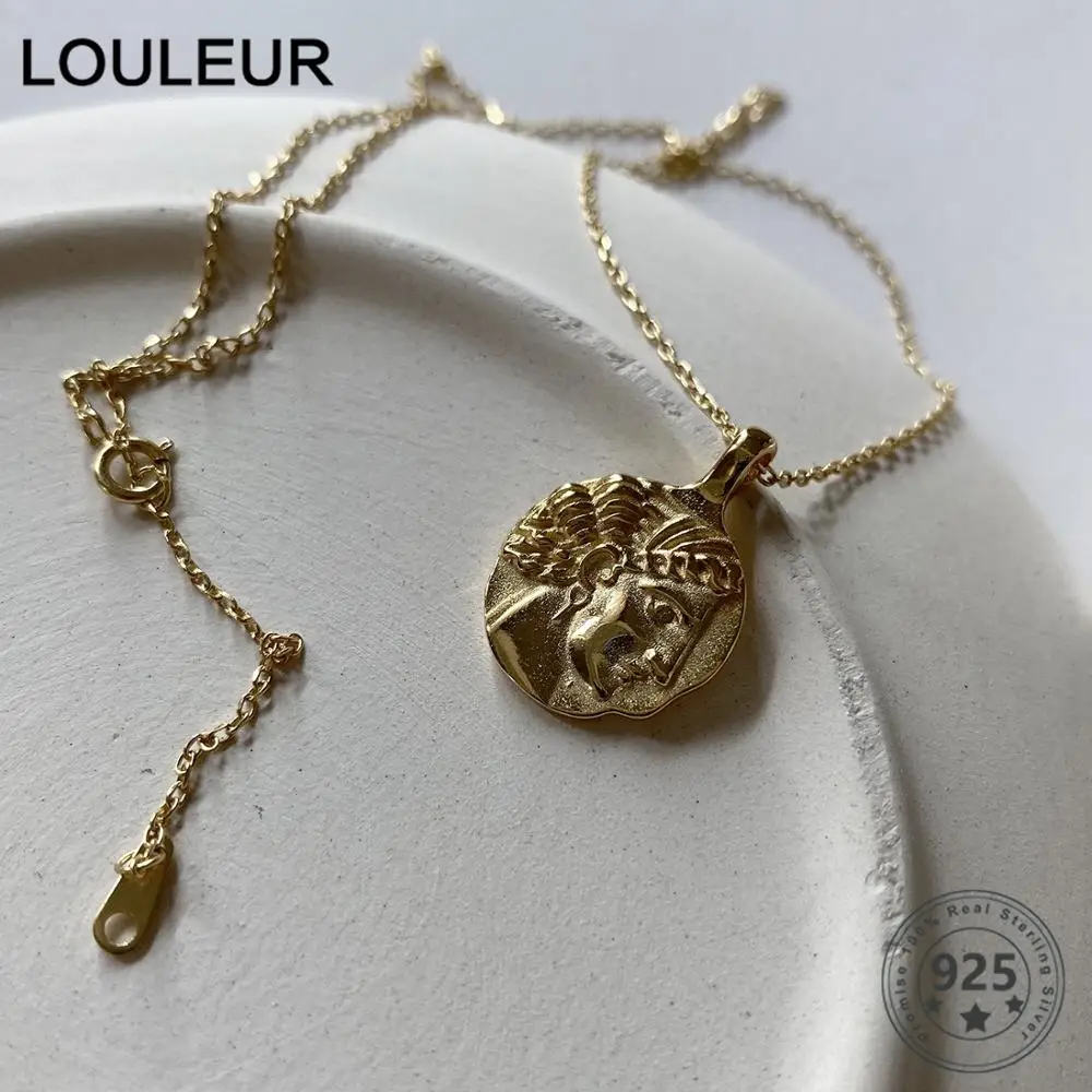 Louleur 925 пробы Серебряное Европейское ожерелье с фигуркой Золотое креативное ожерелье с подвеской для лица для женщин модное ювелирное изделие