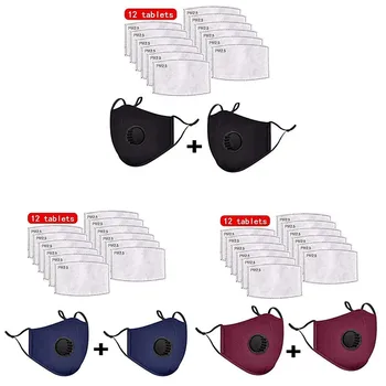 

Printed Lattice Dustproof Windproof Fog Haze PM2.5 Cotton facemask With 4 Filter mouth Face cover Outdoor Safety Earloop masque