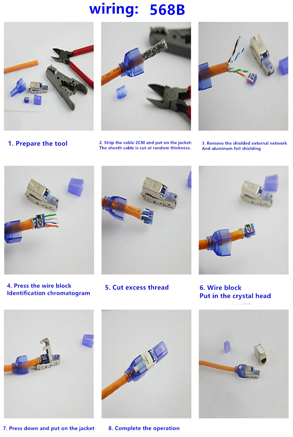 CAT7 разъем Ethernet RJ45 высокое качество экранированная кристальная головка многоразовая кристальная головка Ethernet кабель адаптер 10 гигабит Ethernet