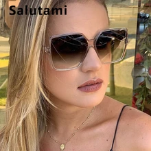 Большие квадратные женские солнцезащитные очки от роскошного бренда, прозрачные коричневые, черные солнцезащитные очки, женская большая оправа, винтажные Ретро мужские солнцезащитные очки