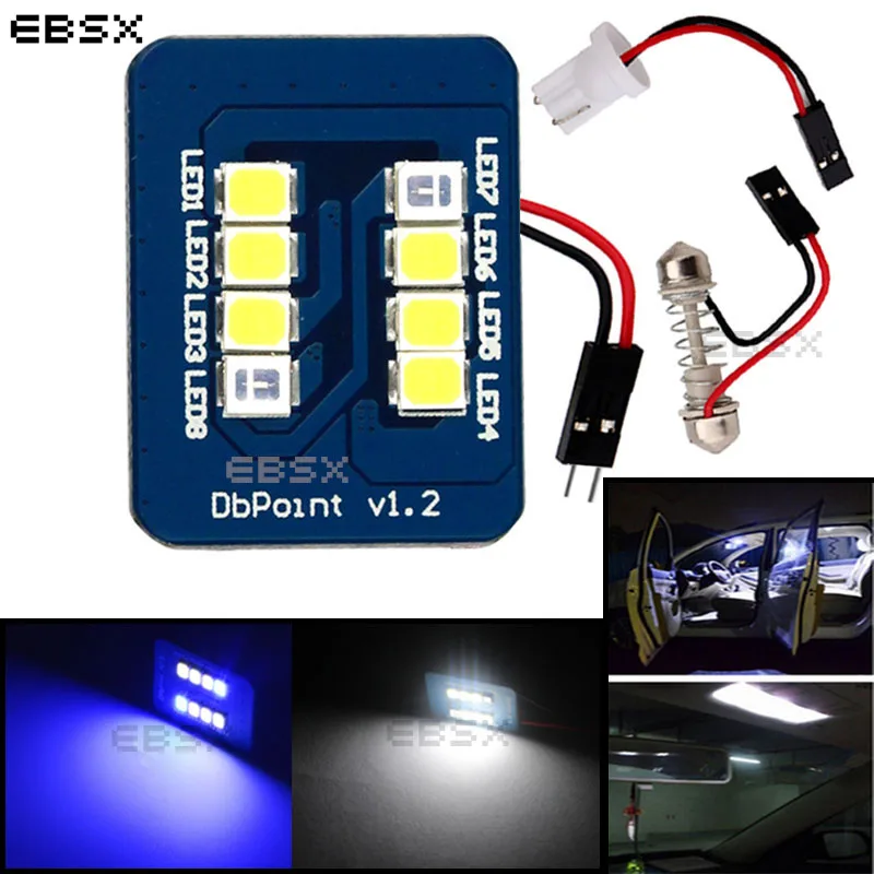 

EBSX Newest 4 pcs Festoon + T10 2835 8 SMD Dual Color Blue White Dome Panel Light Car Auto Led Interior Reading Lamp Bulb 12V DC
