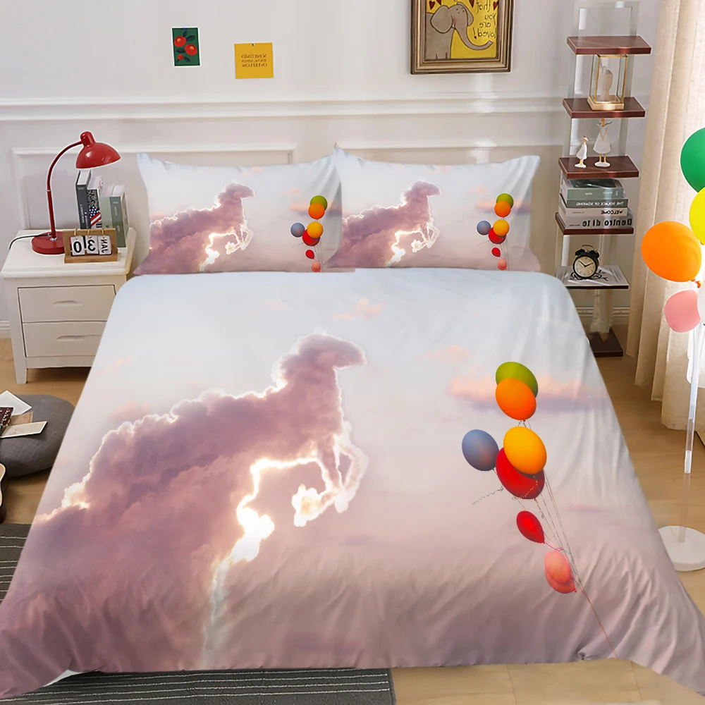

3D Bedding Set King Duvet Cover Sets Creative Cloud Printed Soft Breathable Child Adult Room Bedclothes Home Textile
