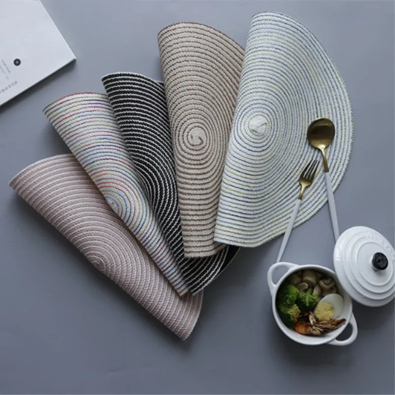 Cotton Yarn Round Placemat Woven Dining Table Mats No Slip Disc Bowl Pads Pot Holder Insulation Pad Drink Coasters Kitchen Decor