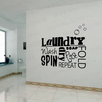 

US $5.73 25% OFF|Laundry Room Vinyl Wall Decal Wash Dry Fold Iron Quote Wall Sticker Laundry Room Decoration Wall Mural PW241