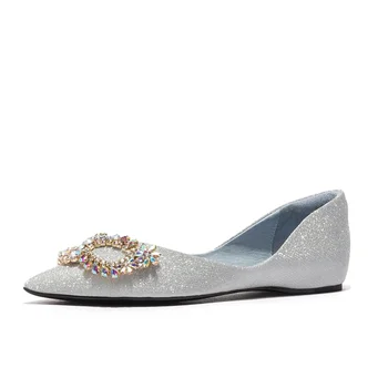 

ST&SAT Women Flat Shoes Fashion Glitter Shoes Slip-on Pointed Toe Spring Autumn for Wedding Party Club Casual 2020