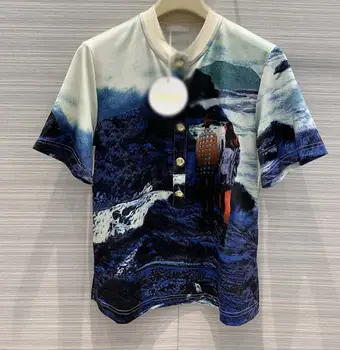 

2020 new model fashion elegant o-neck highland couple print short sleeve T-shirt free shipping worldwide