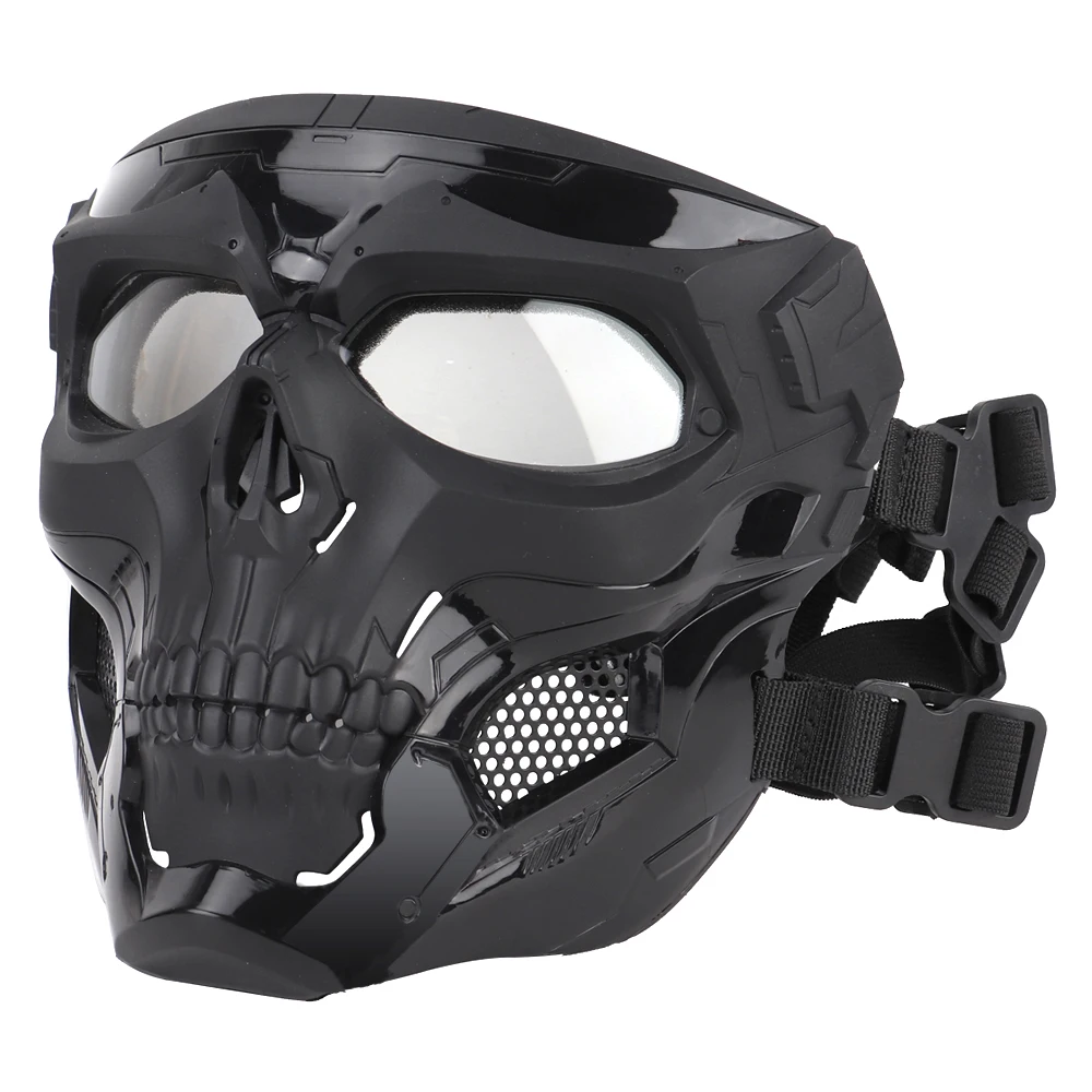 Тактическая защитная маска для страйкбола, черепа, пейнтбола, дышащие, для охоты, стрельбы, маски CS, игра, для лица, защитная маска на все лицо - Цвет: Черный