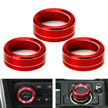 

Ring AC button trim Decoration Decal Accessories 3pcs Set.car Auto Alloy
