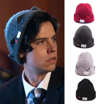 

New Riverdale Cosplay Jughead Jones The main character of the movie Winter Warm Beanie Hat Topic Exclusive Crown Knitted Cap