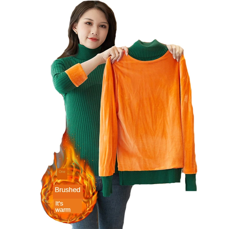 

Women Green Thick Warm Sweater Winter Solid Turtleneck Casual Women's Jumper Knitted Roll Collar Sweaters Oversize 2020 Harajuku