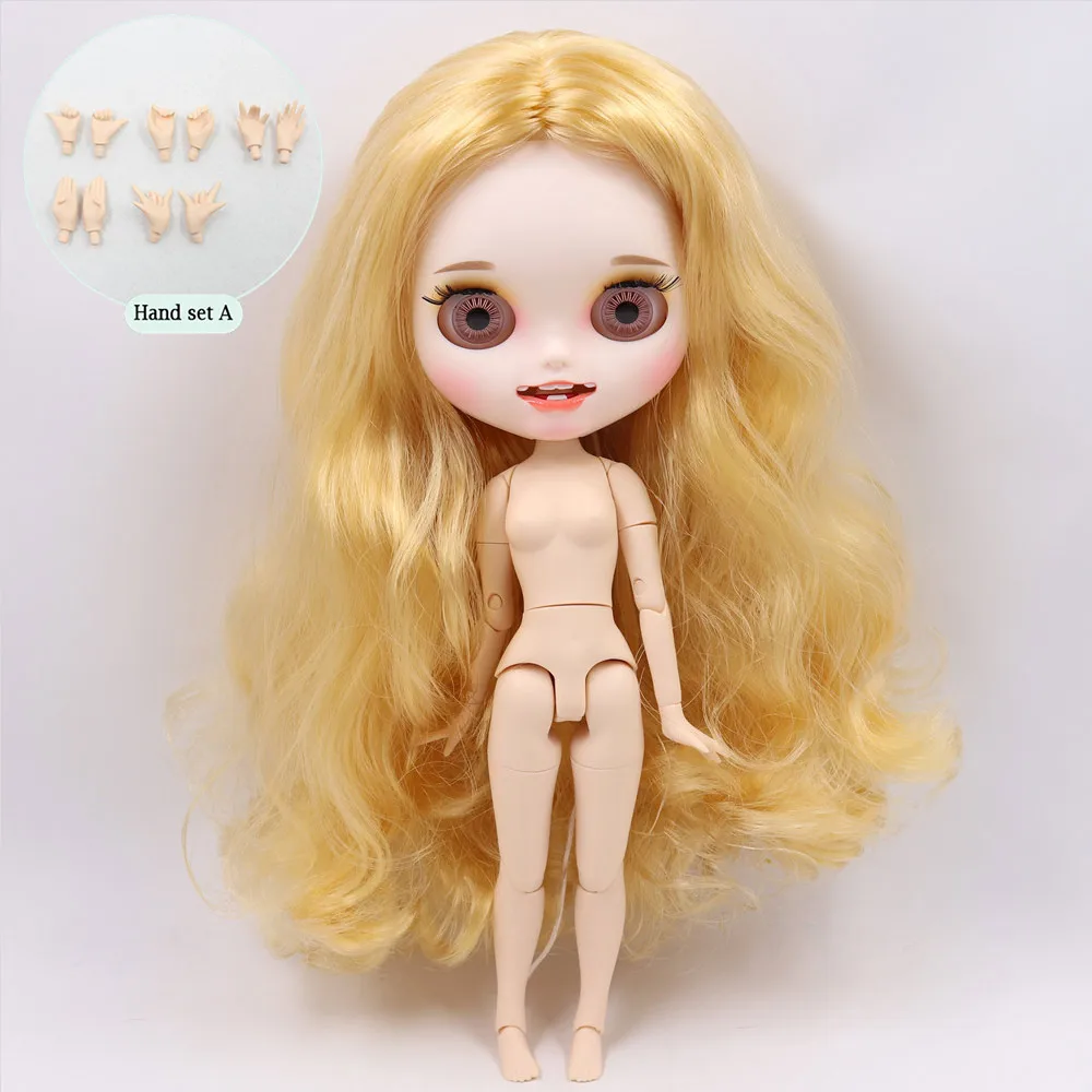 like the picture Ледяной обнаженный Blyth Кукла № BL3071 светлые волосы резные губы открытый рот матовые индивидуальные лица сустава тело 1/6 bjd - Цвет: like the picture