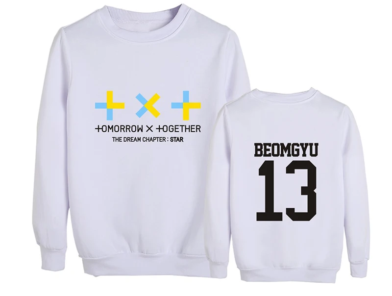 KPOP TXT комбинация в виде головы мечты звезда тот же абзац круглый вырез свитер для мужчин и женщин Прямая поставка