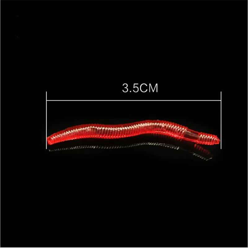 100 шт./компл. 3,5 см приманки для рыбалки, мягкие приманки Моделирование дождевых красные черви искуственные рыболовные приманки для рыбалки рыболовные снасти намотки рыболовные принадлежности
