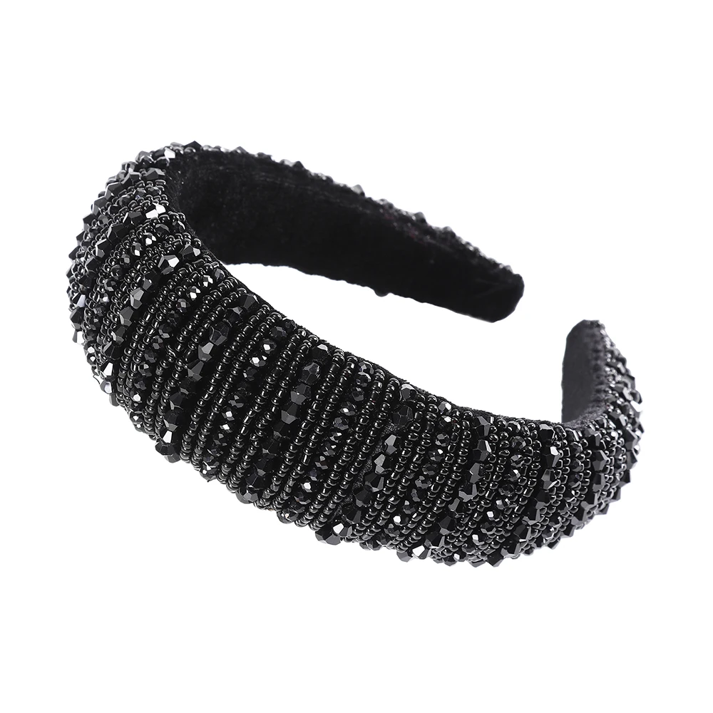 4.5cm Wide Black Обруч со стразами и блестящими стразами, роскошный обруч для волос, ограниченный выпуск, черный, белый цвет, Женская повязка на голову - Цвет: 4.5cm Wide Black