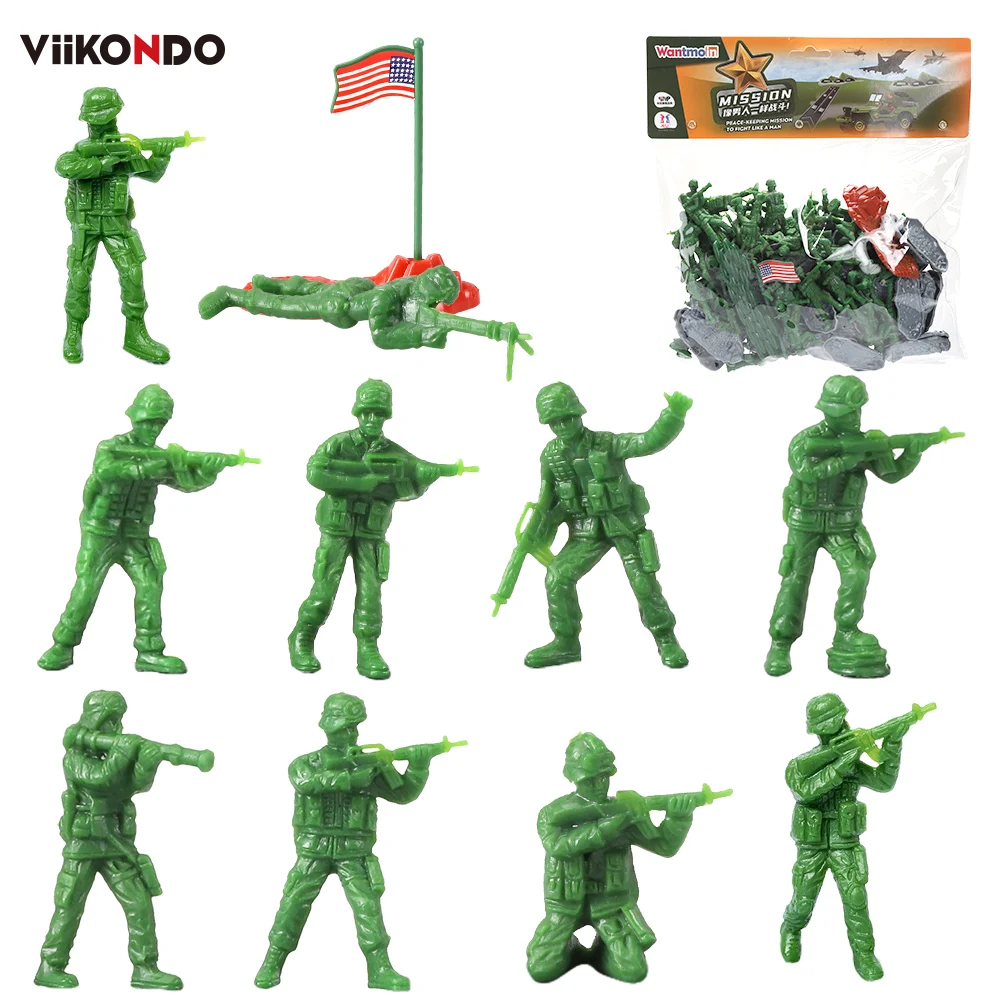 144 TOY ARMY SOLDIERS military men play action figures GREEN PLASTIC SOLDIER TOY 