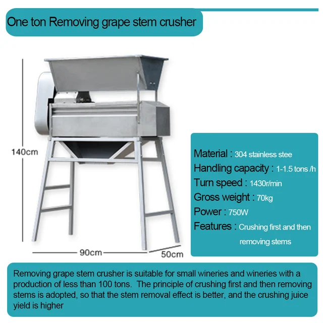 Alma -Zúzó Rozsdamentes Acélból Származó Gyümölcsfal -Törő Gép Körte És Más Kemény Gyümölcs Egész Zúzó Borkészítő Berendezés - Image 4