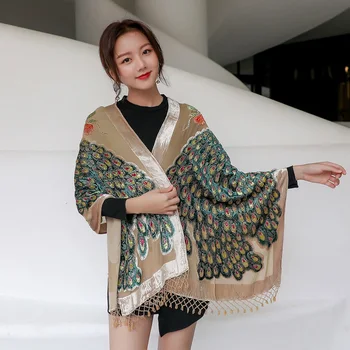 

Luxury Silk Velvet Scarf Chinese Cheong-sam Shawl Women Rectangle Poncho Handmade Beaded Sequined Cape Mujeres Bufanda