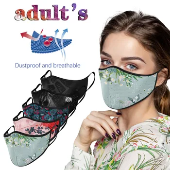 

Printed Cotton Cloth Windproof Reusable Washable Men Women Mask Protective PM 2.5 Dust Mouth Cover Washable Reusable Mouth Mask
