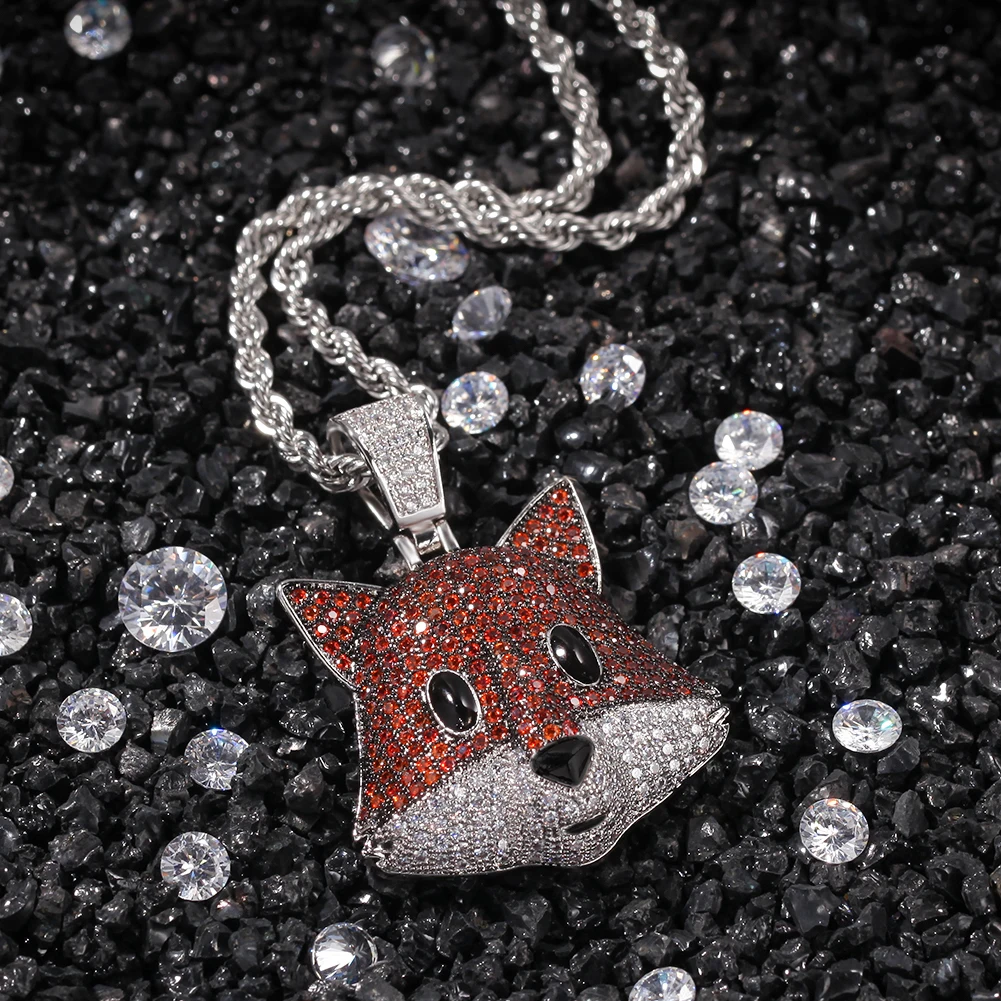 UWIN лиса Полный CZ кулон милый Bling медный материал ожерелье цепь Модные ювелирные изделия Хип-хоп
