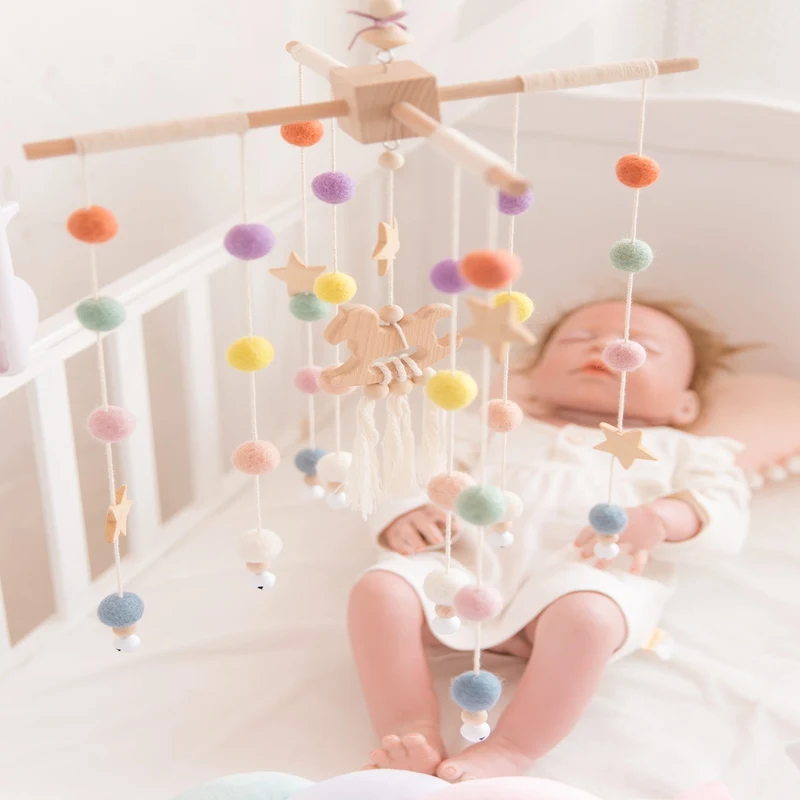 Baby Crib Mobile Bed Cot Bell Toy Holder Arm Bracket Wind-up Music Rattles Gift 