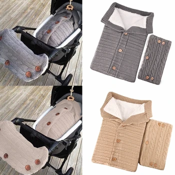 

New Winter Warm Newborn Baby Sleeping Bags Infant Button Knit Swaddle Wrap Swaddling Stroller Wrap Toddler Blanket Sleeping Bags