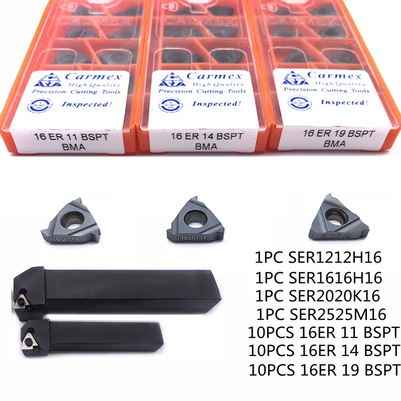 

16ER 11 BSPT 14 BSPT 19 BSPT BMA 20mm * 20mm high quality thread turning tool and 1 PC SER2020K16 to mechanical holder