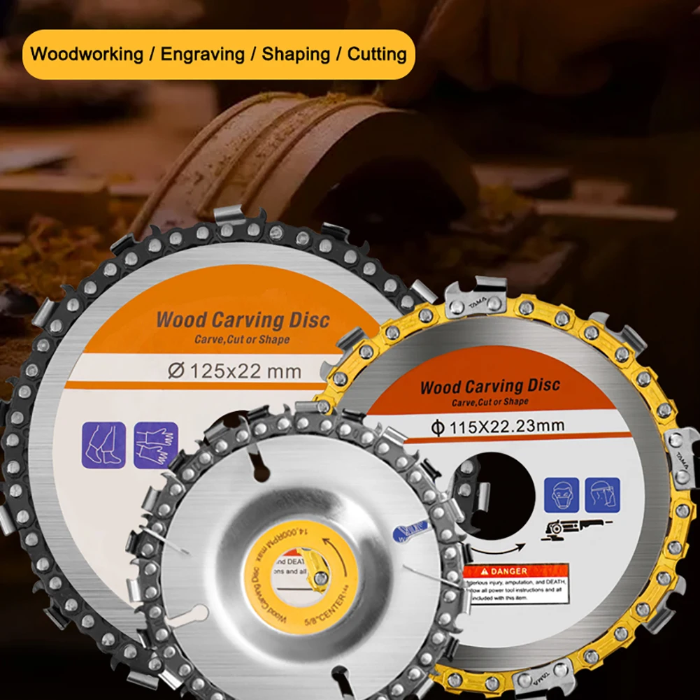 

Wood Carving Disc Woodworking Chain Grinder Chain Saws Disc Chain Plate Tool for 125MM/115MM Angle Grinding 5 Inch 4 inch
