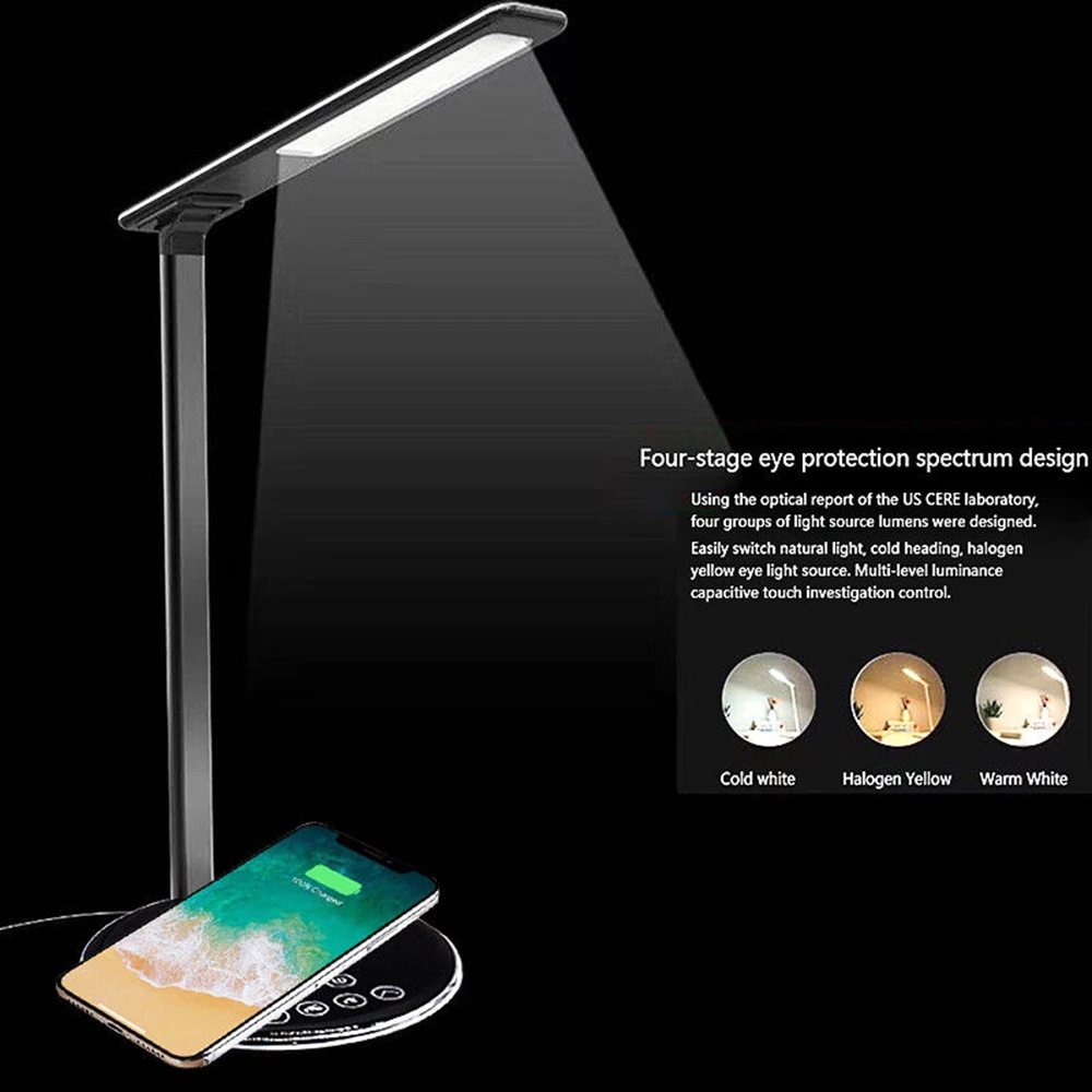 48 Вт Светодиодный светильник Qi Беспроводное зарядное устройство для телефона XS Max X XR 8 Plus стол для ПК Быстрая Беспроводная зарядная панель для samsung
