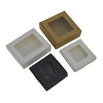

10pcs Gift Box Packaging 17 size Gift box with clear window Custom Packaging Box White Black Kraft Custom Box Paper Dropshipping