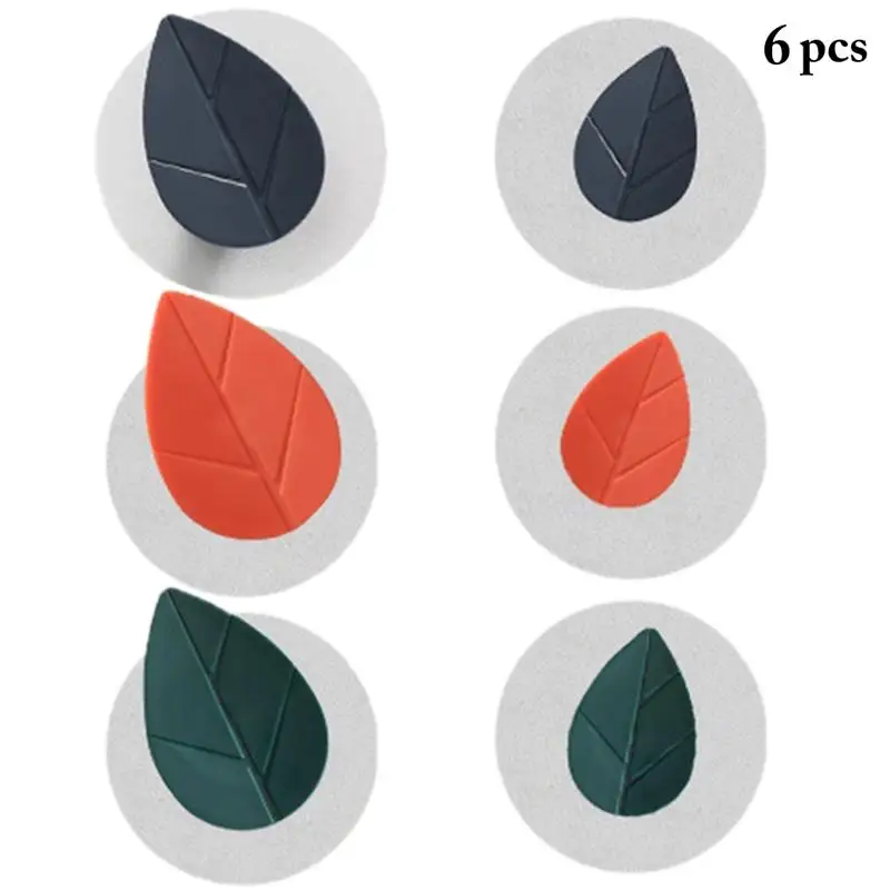

6PCS Leaf Shaped Wall Hook Plastic Reusable Heavy Duty Hooks 3 Colors Self Adhesive Hooks Creative Mini Mask Hook Hanging Decor