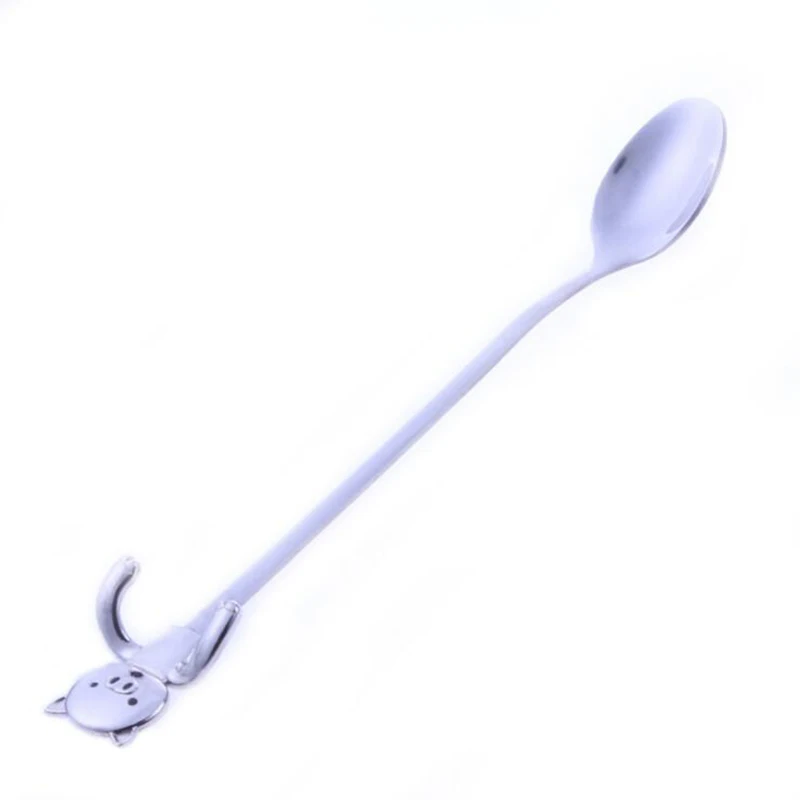 Small pig spoon 304 нержавеющая сталь 3 цвета Красочные Модные посуда для напитков инструменты посуда кухонные принадлежности новинка Ресторан Маленькая свинья ложка - Цвет: Small pig spoon