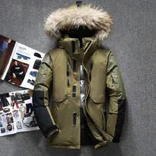 Новое поступление, зимняя высококачественная мужская куртка с капюшоном и воротником из меха енота, армейское зеленое мужское теплое пальто 1798