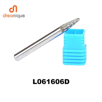 

5pcs/lot L061606D taper radius cone with round head 6*16mm rotary burr file cutter grinding abrasive tools 6mm milling tools