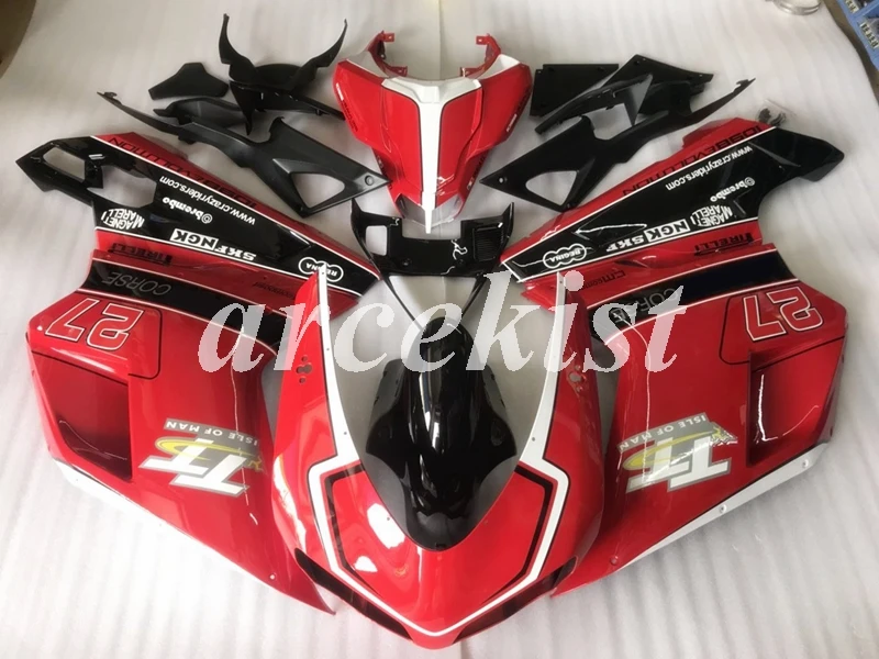 Инъекций ABS Полный обтекатели комплект подходит для поездок на мотоцикле Ducati 1098s 848 evo 1198 2007 2008 2009 2010 2011 2012 тела комплект красного и черного цвета