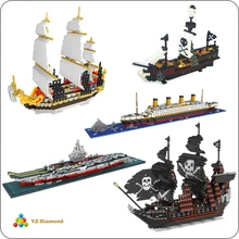 YZ Titanic Caribbean пиратский парусник с черным жемчугом корабль лодка 3D модель DIY мини-строительство алмаз маленькие блоки кирпичи игрушка без коробки