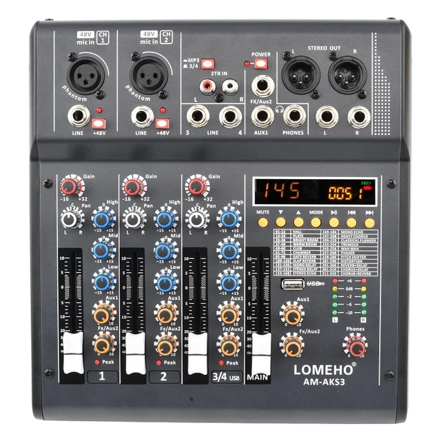 Table De Mixage Audio 6 Canaux Bluetooth - Carte Son USB - Pour Home Studio, Karaoké, Petites Scènes