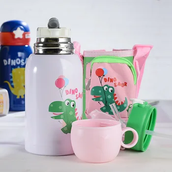 

Cartoon Star Cup Schoolbag Cloth Cover 316 Children's Vacuum Cup with Straw Dual-Purpose Stainless Steel Kettle Student Cup