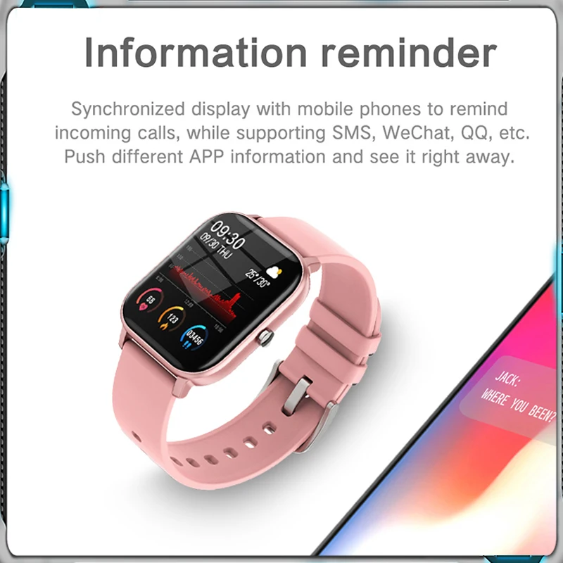 2021 New Fashion Full Touch Women Pink Digital Watches Waterproof Sport For xiaomi iPhone Multifunctional Electronic Smart Watch