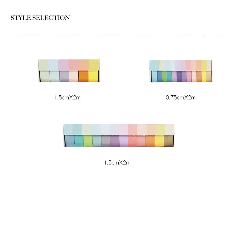 레인보우 컬러 와시 테이프 세트, 기본 접착 마스킹 테이프 장식 스티커, 가정용 DIY 일기 F770, 7.5mm, 15mm, 6 개, 12 개